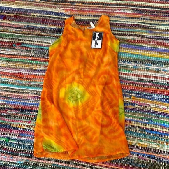 hokus pokus Dresses & Skirts - Orange Shift Dress tie dye slip vintage